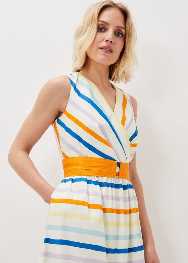 Phase Eight Riley Cotton Striped Midi Dress