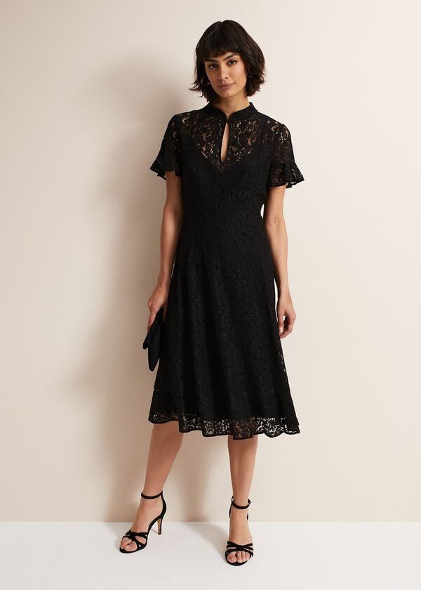 Phase Eight Rimsha Black Lace Midi Dress