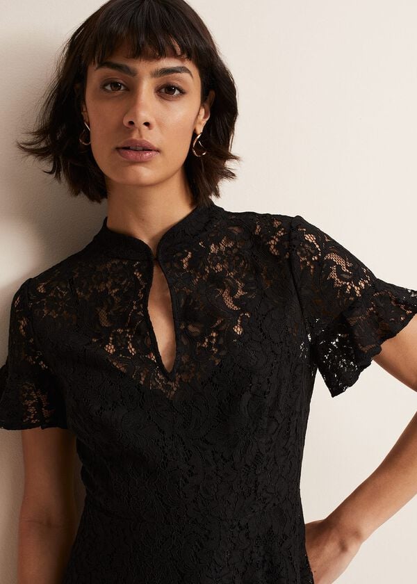 Phase Eight Rimsha Black Lace Midi Dress