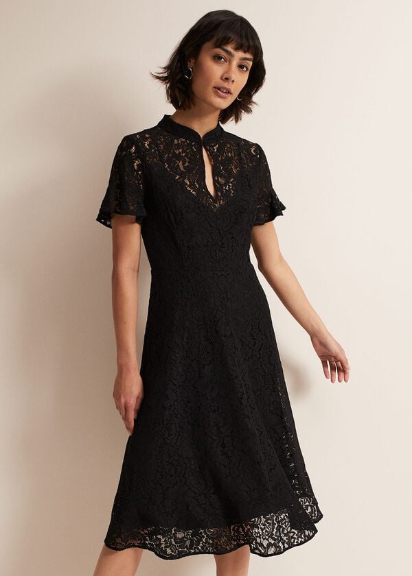 phase eight Rimsha Black Lace Midi Dress
