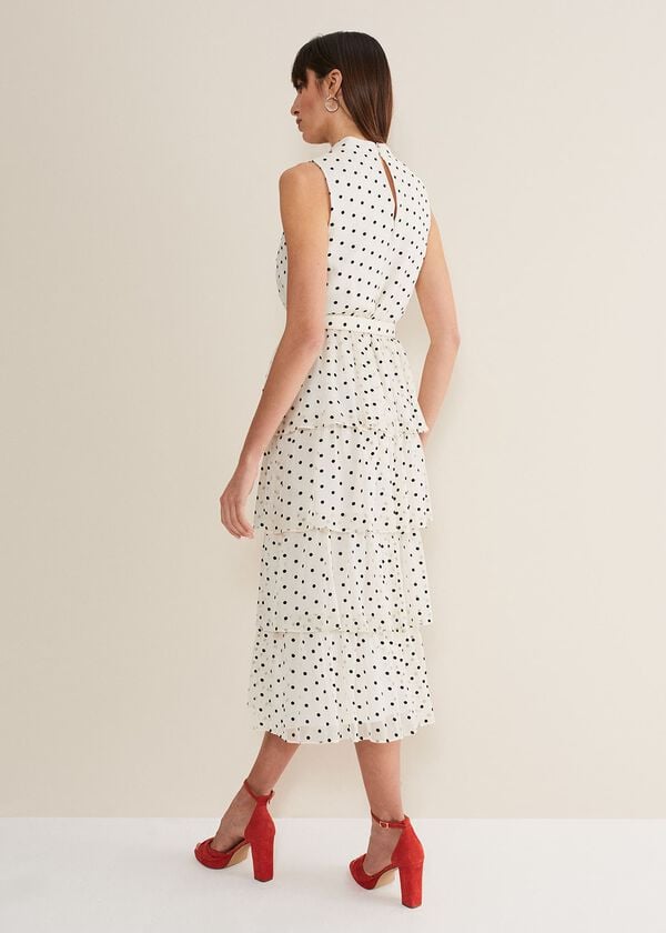 Phase Eight Rita Polka Dot Ruffle Midi Dress