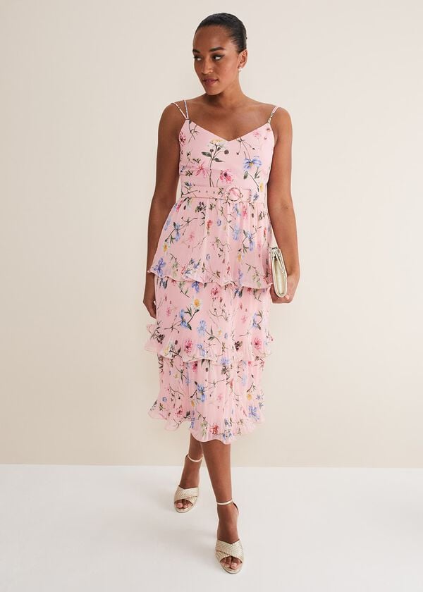 phase eight River Floral Tiered Midi Dress