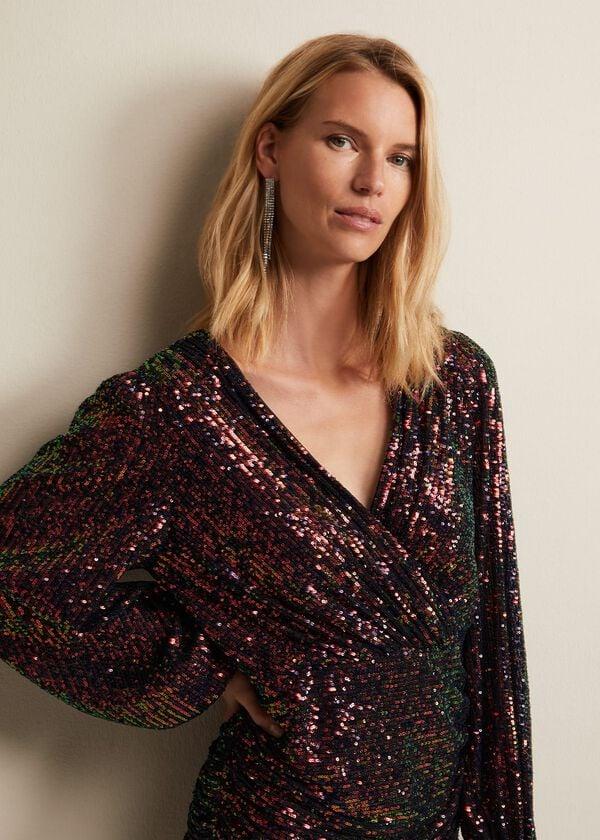Phase Eight Ruby Sequin Ruched Mini Dress
