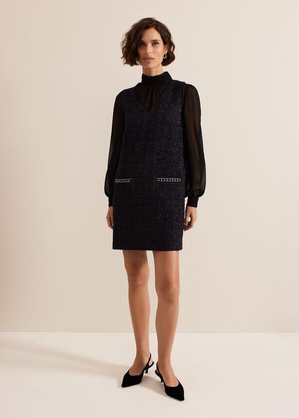 Phase Eight Sabine Navy Tweed Dress