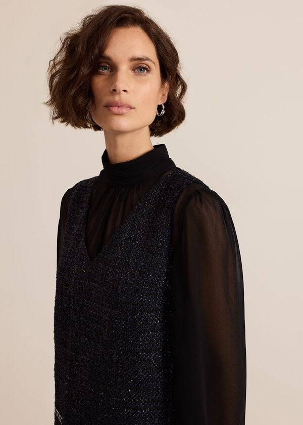 Phase Eight Sabine Navy Tweed Dress