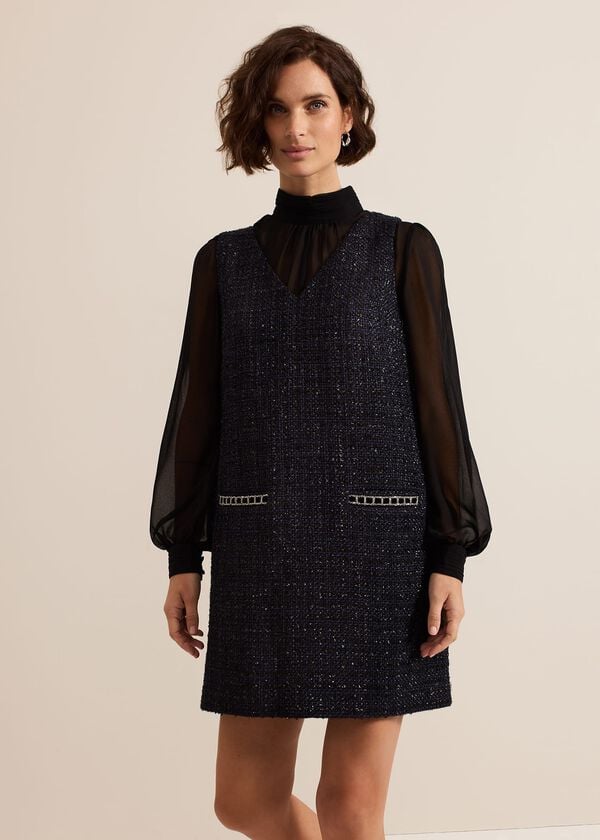 phase eight Sabine Navy Tweed Dress