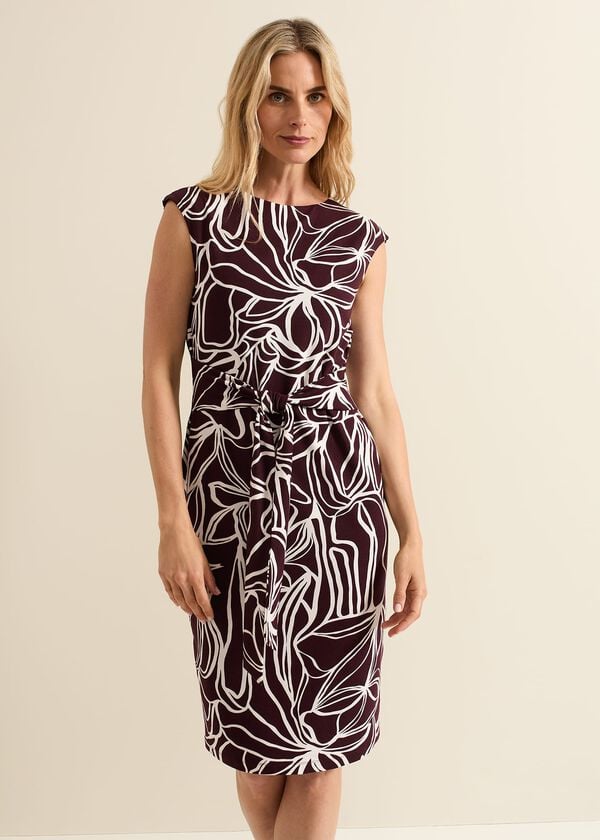 phase eight Sabrina Jersey Abstract Tie Midi Dress