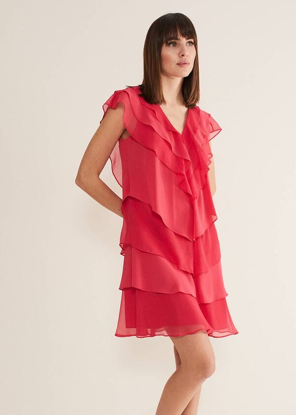 Phase Eight Sage Pleated Ruffle Mini Dress