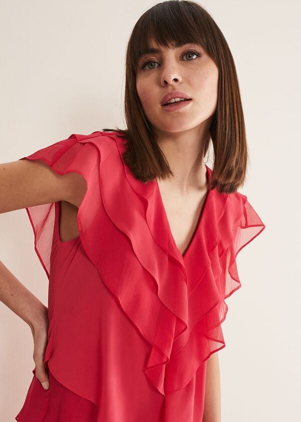 Phase Eight Sage Pleated Ruffle Mini Dress