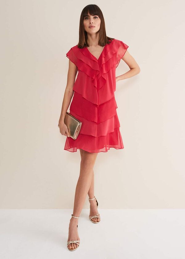 phase eight Sage Pleated Ruffle Mini Dress