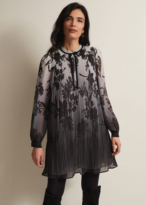 Phase Eight Sally Floral Pleated Swing Mini Dress