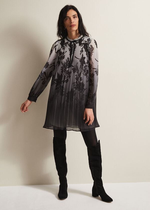 phase eight Sally Floral Pleated Swing Mini Dress