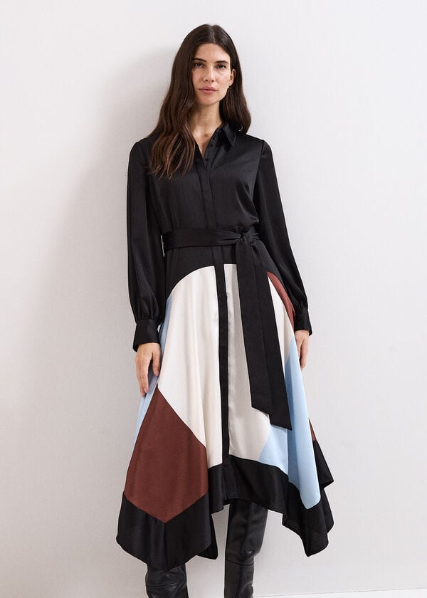 Phase Eight Samalie Satin Asymmetric Midi Dress