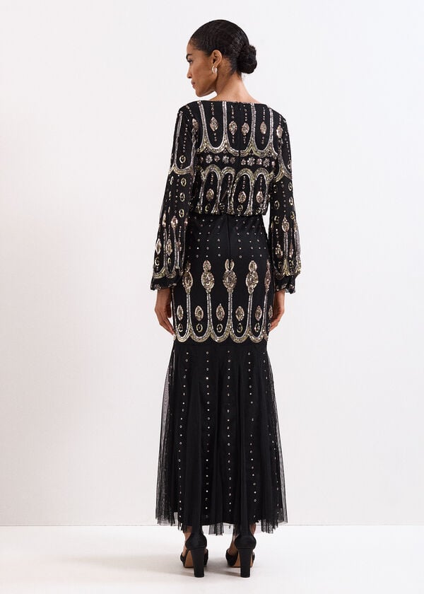 Phase Eight Sasha Black Embellished Maxi Dress