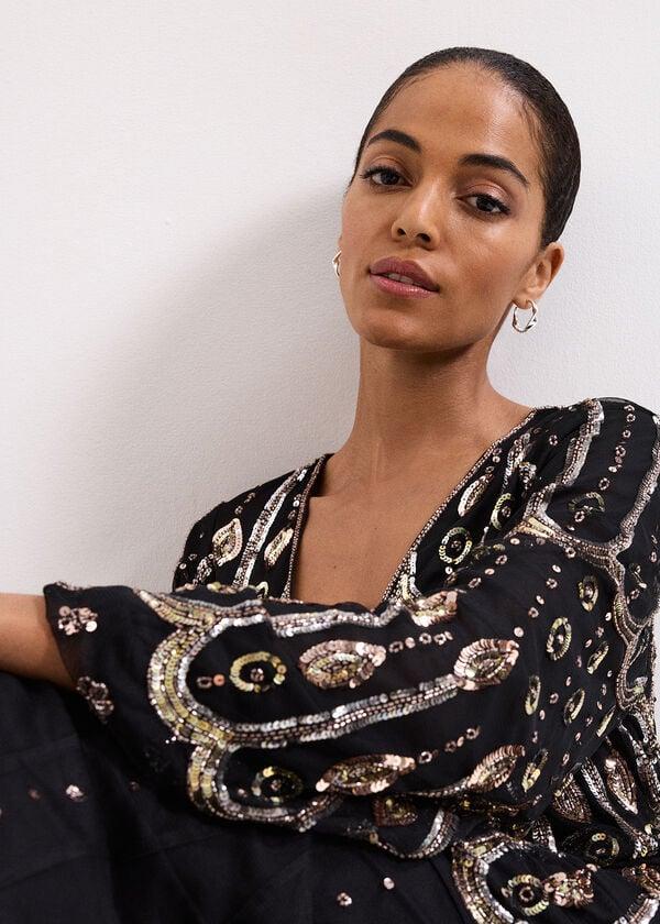 Phase Eight Sasha Black Embellished Maxi Dress