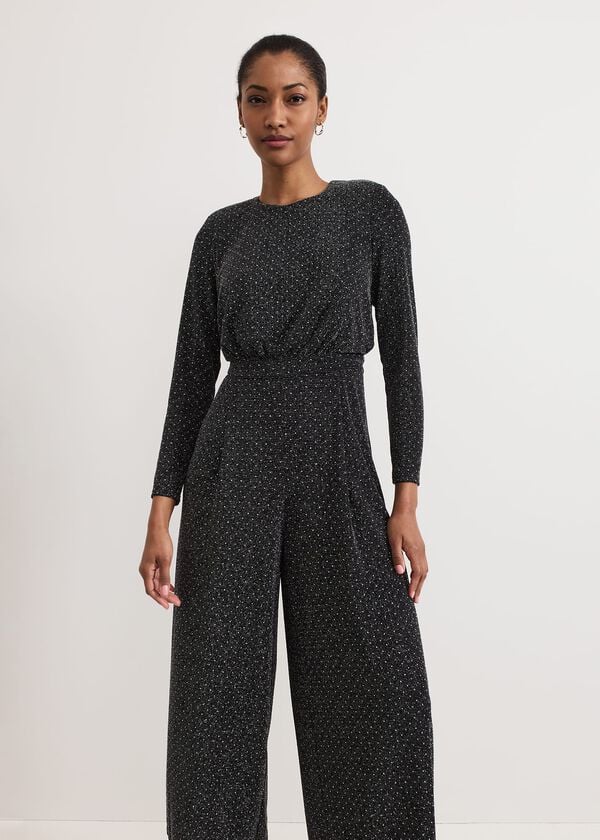 Phase Eight Sasha Black Sparkle Jumpsuit