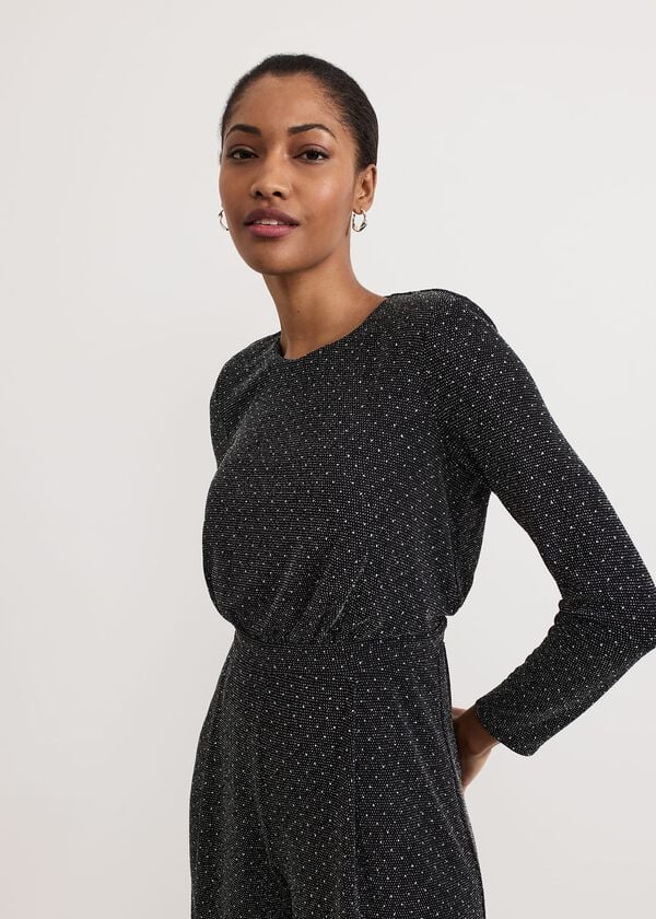 Phase Eight Sasha Black Sparkle Jumpsuit