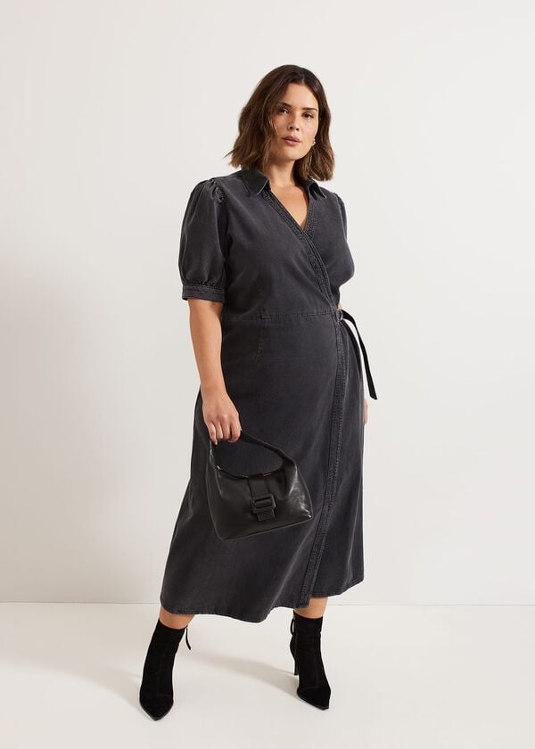 Phase Eight Senita Grey Denim Wrap Dress