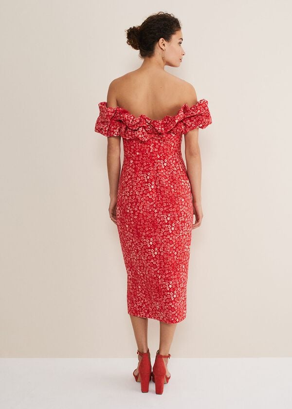 Phase Eight Senita Off Shoulder Ditsy Dress