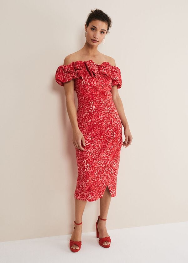 Phase Eight Senita Off Shoulder Ditsy Dress