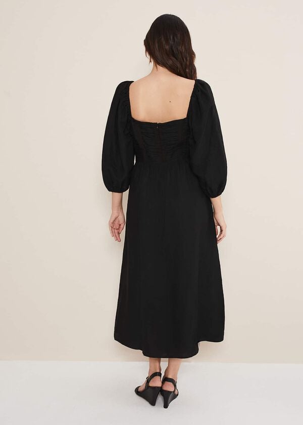 Phase Eight Shola Linen Ruched Bodice Dress