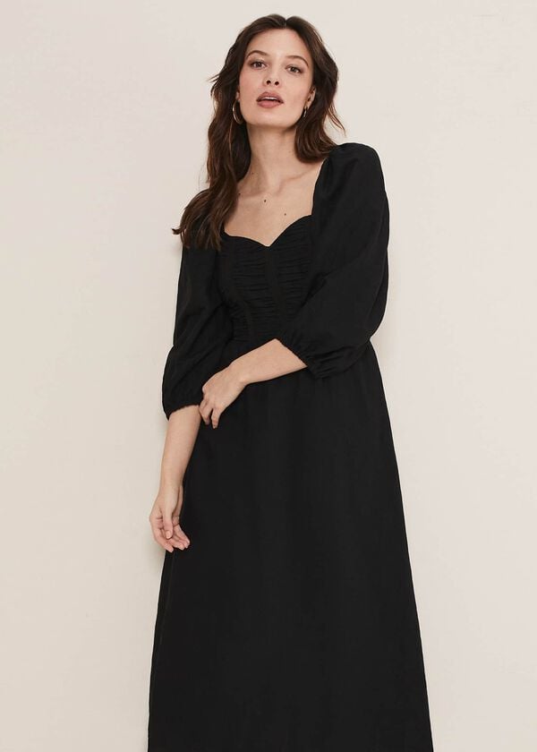 Phase Eight Shola Linen Ruched Bodice Dress