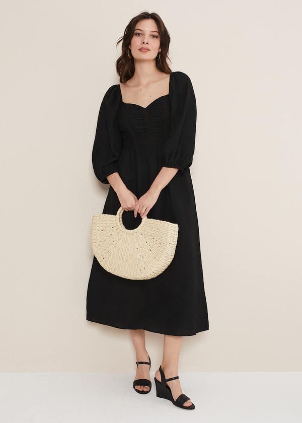 phase eight Shola Linen Ruched Bodice Dress