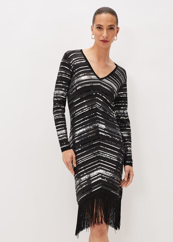 Phase Eight Sibylle Chevron Sequin Dress
