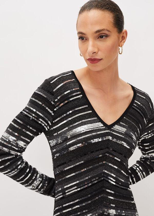 Phase Eight Sibylle Chevron Sequin Dress