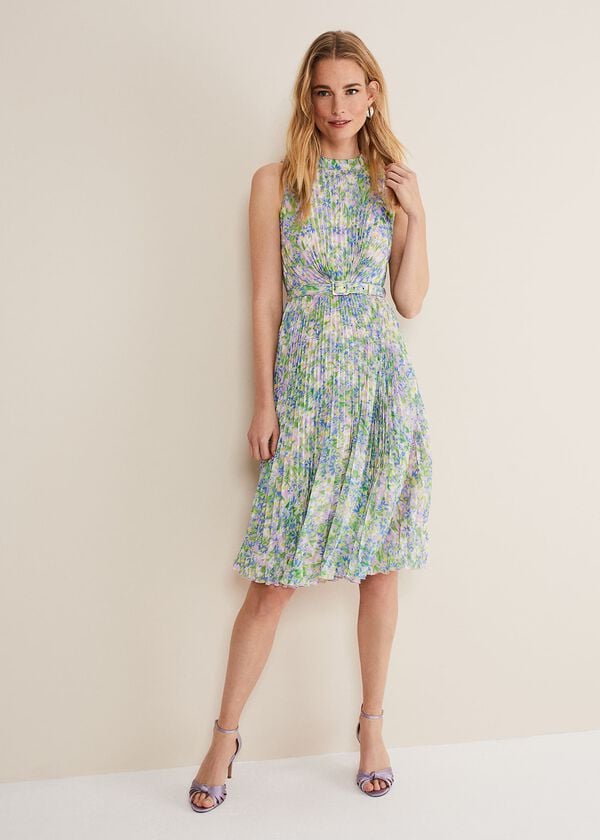 Phase Eight Simara Daisy Pleated Midi Dress