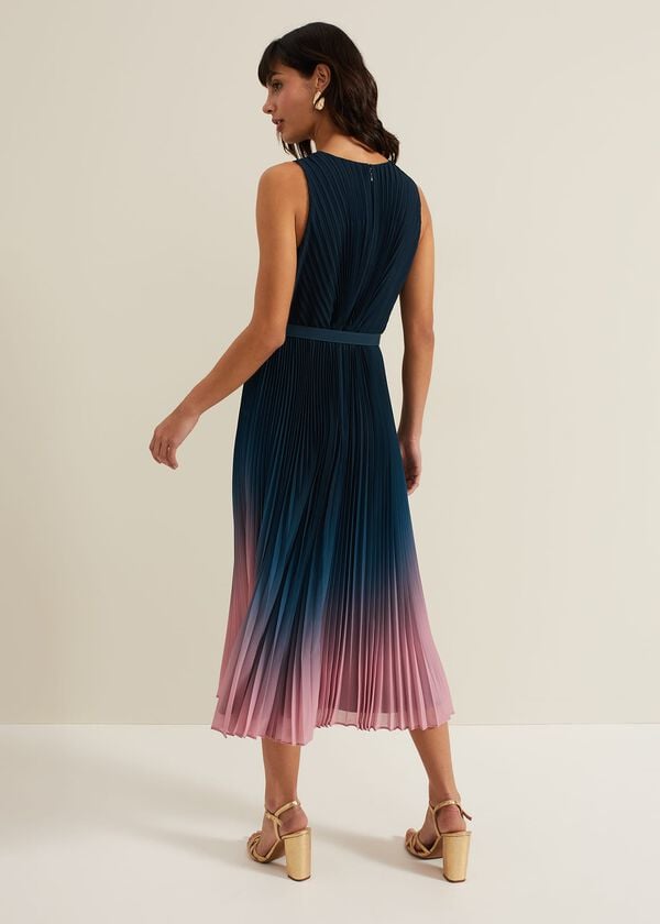 Phase Eight Simara Ombre Chiffon Midi Pleat Dress