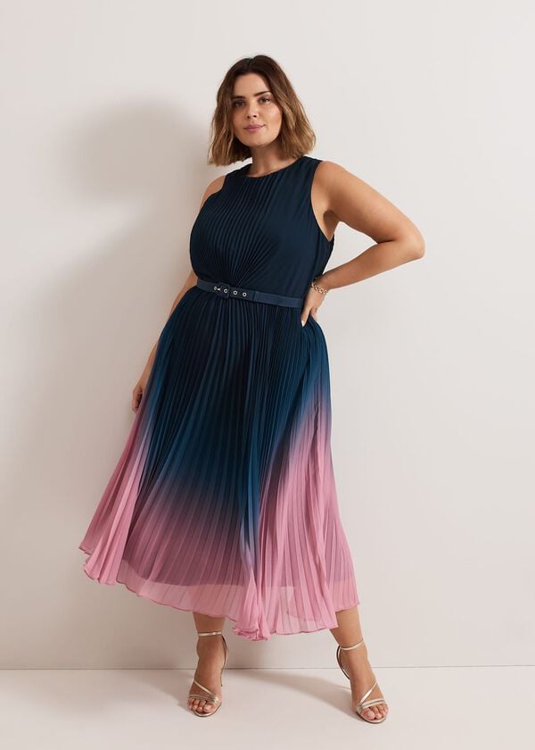 phase eight Simara Ombre Chiffon Midi Pleat Dress