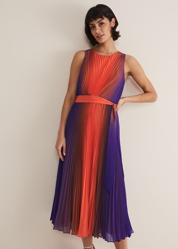 Phase Eight Simara Ombre Pleated Midi Dress