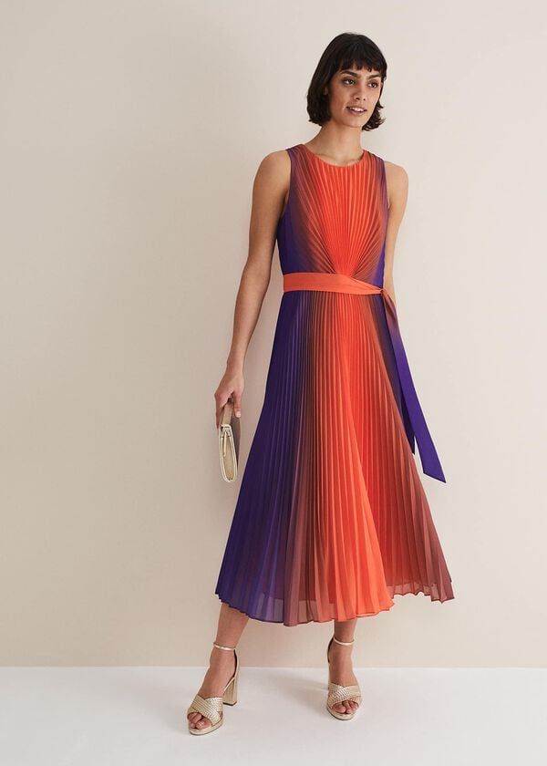 phase eight Simara Ombre Pleated Midi Dress