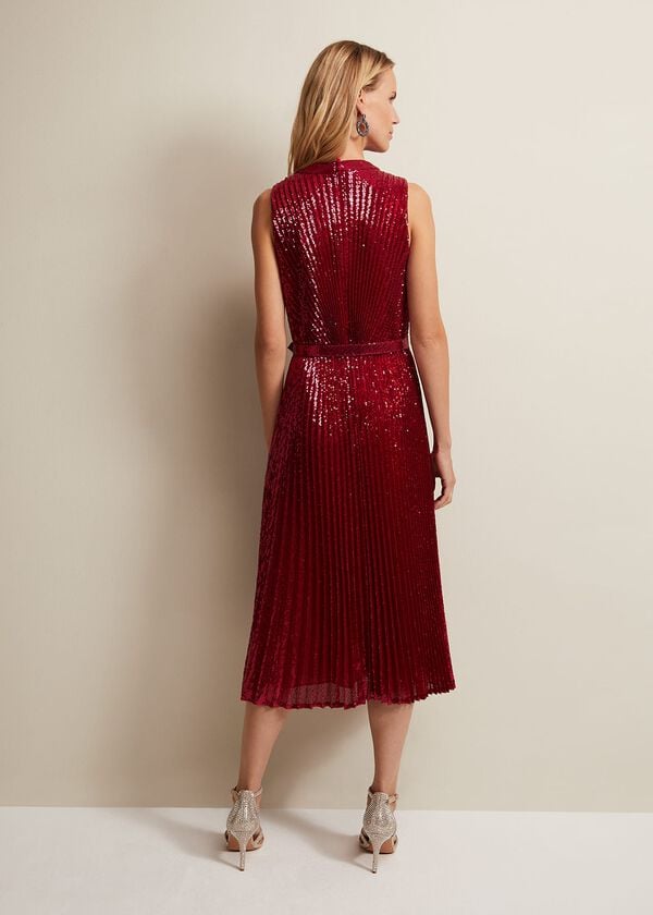 Phase Eight Simara Pink Sequin Midi Dress