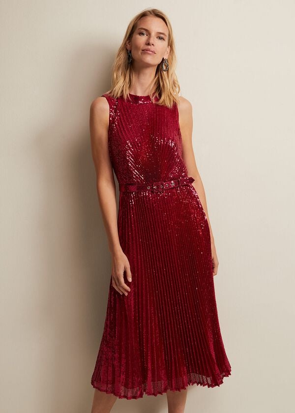 phase eight Simara Pink Sequin Midi Dress