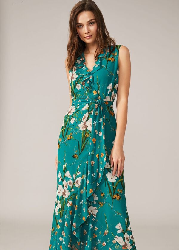 Phase Eight Sofia Floral Frill Maxi Dress
