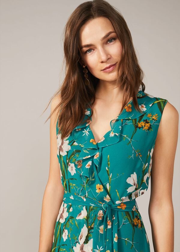 Phase Eight Sofia Floral Frill Maxi Dress