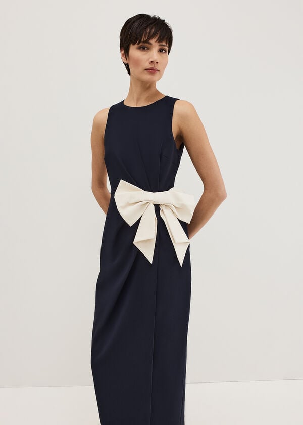 Phase Eight Sophia Navy Bow Midi Dress