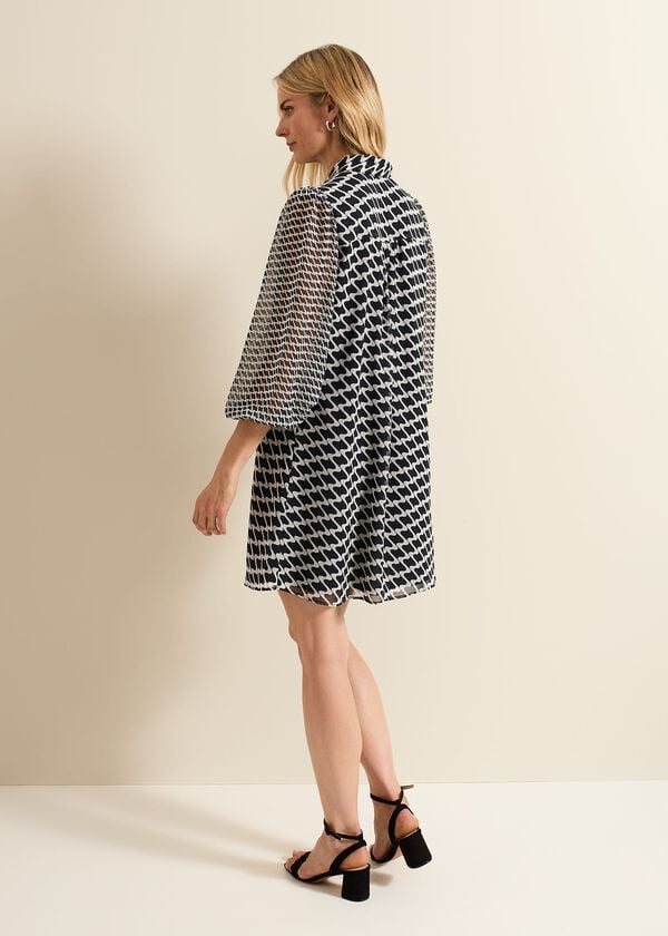 Phase Eight Suki Navy Geo Tunic Mini Dress