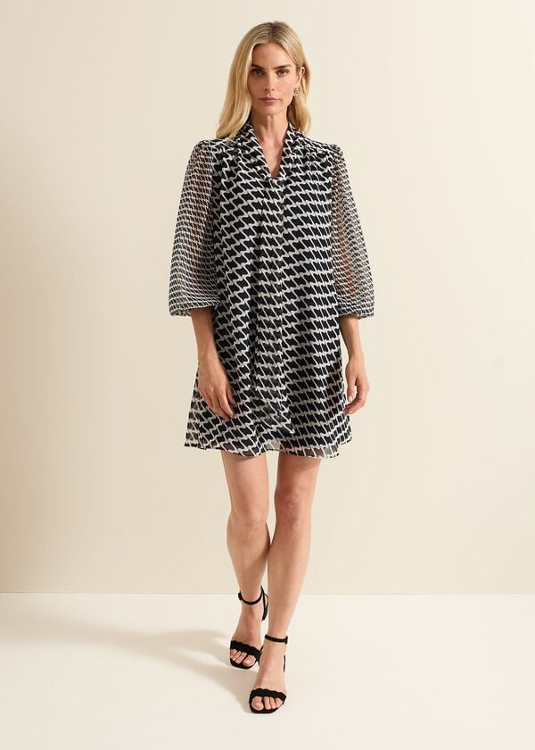 Phase Eight Suki Navy Geo Tunic Mini Dress