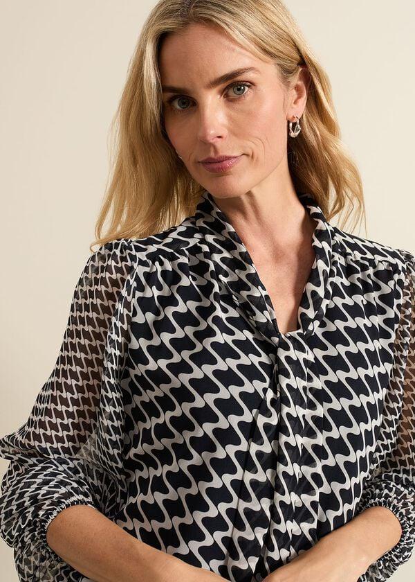 Phase Eight Suki Navy Geo Tunic Mini Dress