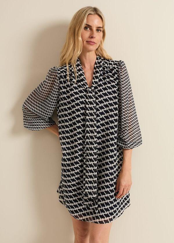 phase eight Suki Navy Geo Tunic Mini Dress