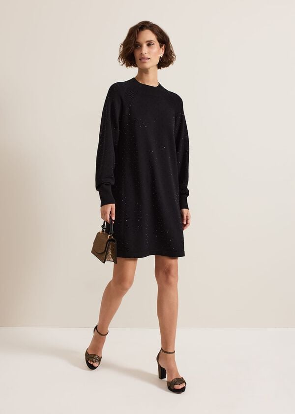 Phase Eight Tala Black Short Hotfix Dress