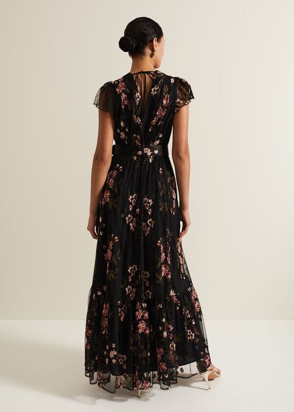 Phase Eight Tamera Mesh Embroidered Maxi Dress