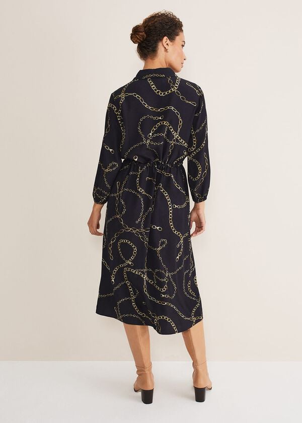 Phase Eight Tana Chain Print Shirt Midi Dress