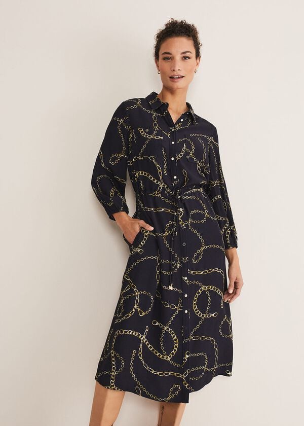 Phase Eight Tana Chain Print Shirt Midi Dress