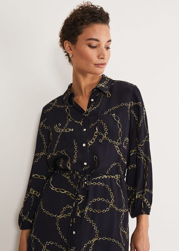 Phase Eight Tana Chain Print Shirt Midi Dress