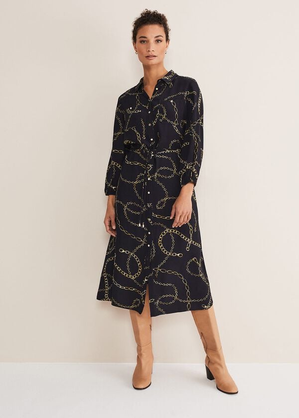 phase eight Tana Chain Print Shirt Midi Dress