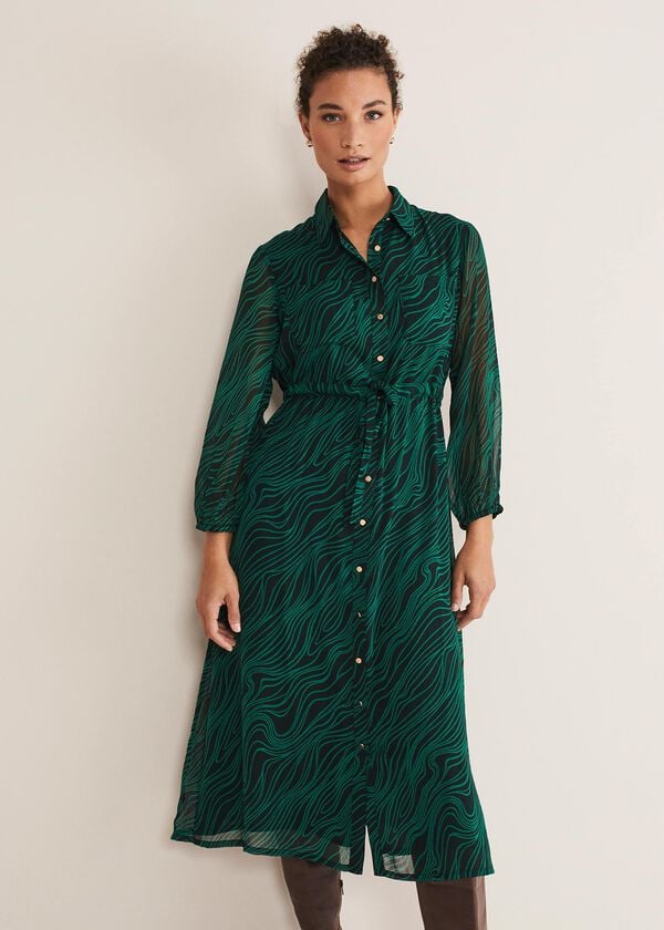 Phase Eight Tana Swirl Chiffon Midi Dress